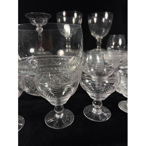 27 - A collection of glass including Baccarat, Webb dimpled bowls, also Stuart and Sons dessert glasses, ... 