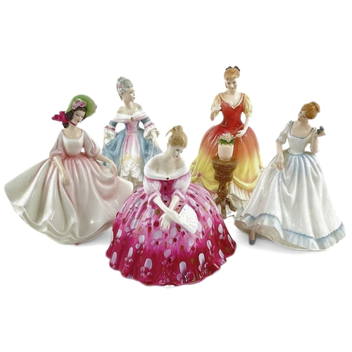 104 - A collection of Royal Doulton figurines, a signed Sarah, Sunday best, Paula, Southern Belle and Vict... 