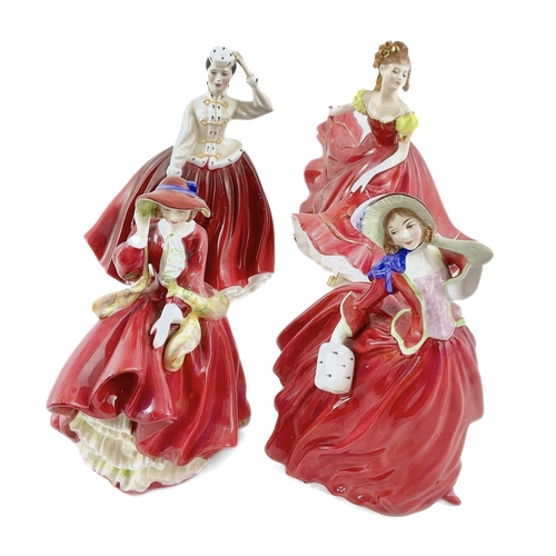 106 - A collection of Royal Doulton figurines, Autum Breezes, Ninette, Gail and Top O' The Hill (4)