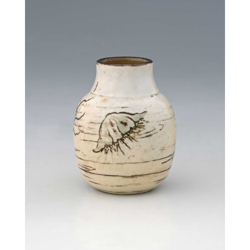 20 - Robert Wallace Martin for Martin Brothers, a small Aquatic stoneware vase, 1901, shouldered ovoid fo... 