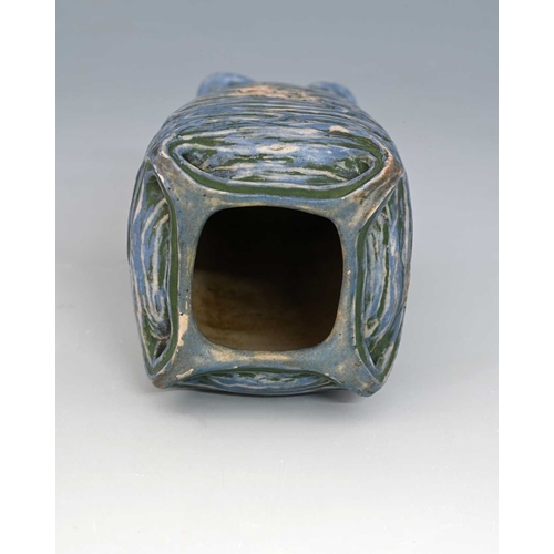 24 - Robert Wallace Martin for Martin Brothers, an Aquatic stoneware vase, 1901 four handled square secti... 