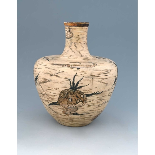 25 - Robert Wallace Martin for Martin Brothers, an Aquatic stoneware vase, 1889, deep shouldered ovoid fo... 