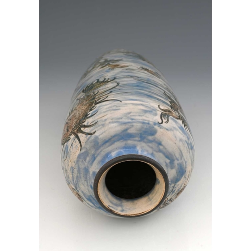 27 - Edwin and Walter Martin for Martin Brothers, a large Aquatic stoneware vase, 1898, shouldered form, ... 