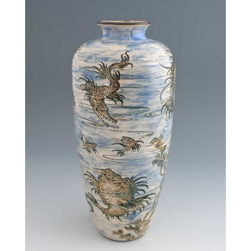 27 - Edwin and Walter Martin for Martin Brothers, a large Aquatic stoneware vase, 1898, shouldered form, ... 