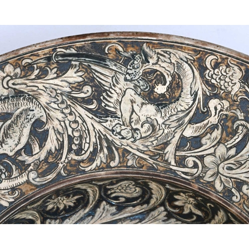 30 - Edwin and Walter Martin for Martin Brothers, a stoneware Renaissance Dragon dish, 1889, Armada form,... 