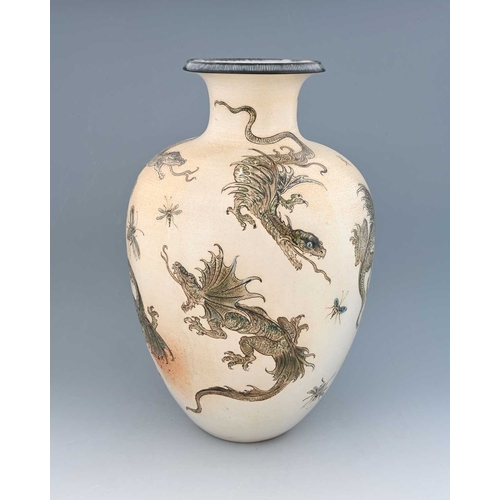 33 - Edwin and Walter Martin for Martin Brothers, a large stoneware Dragon vase, 1903, shouldered form, s... 