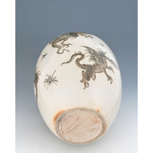 33 - Edwin and Walter Martin for Martin Brothers, a large stoneware Dragon vase, 1903, shouldered form, s... 