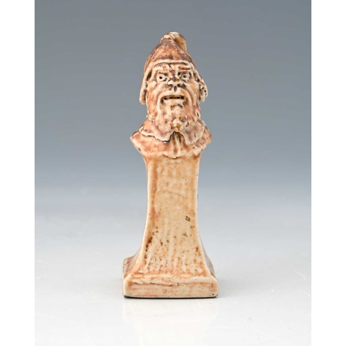 43 - Robert Wallace Martin for Martin Brothers, a stoneware pawn chess piece, 1901, modelled as the bust ... 