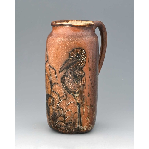 47 - Robert Wallace Martin for Martin Brothers, a stoneware Wally Bird jug, circa 1890s, square section s... 