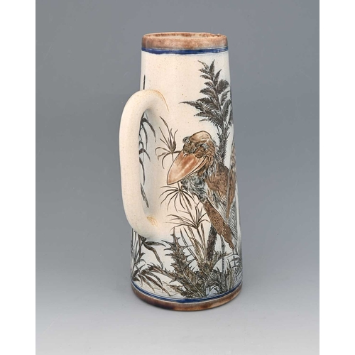 48 - Robert Wallace Martin for Martin Brothers, a large stoneware Wally Bird jug, 1894, conical form, sgr... 