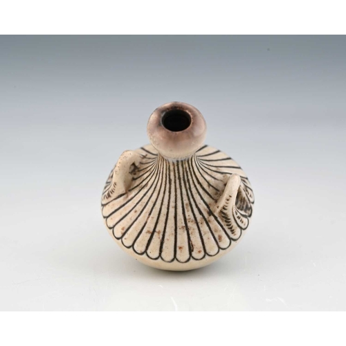 52 - Edwin and Walter Martin, a miniature stoneware vase, 1902, of twin handles NeoClasical form, sweepin... 