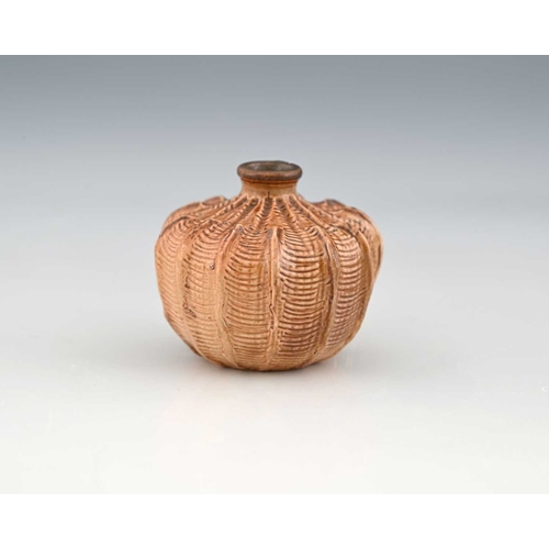 55 - Edwin and Walter Martin for Martin Brothers, a miniature stoneware gourd vase, 1906, squat shouldere... 