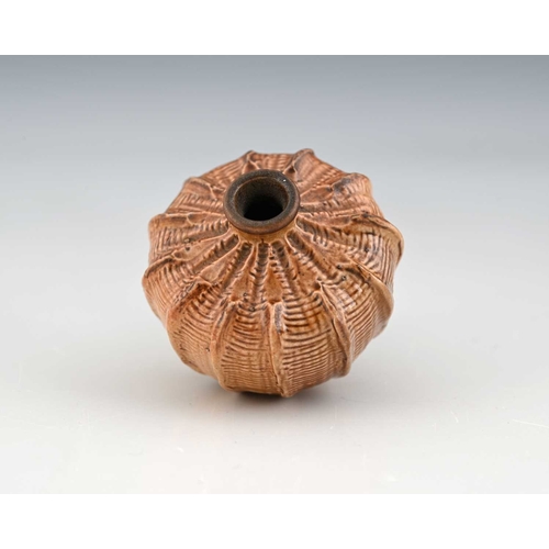 55 - Edwin and Walter Martin for Martin Brothers, a miniature stoneware gourd vase, 1906, squat shouldere... 