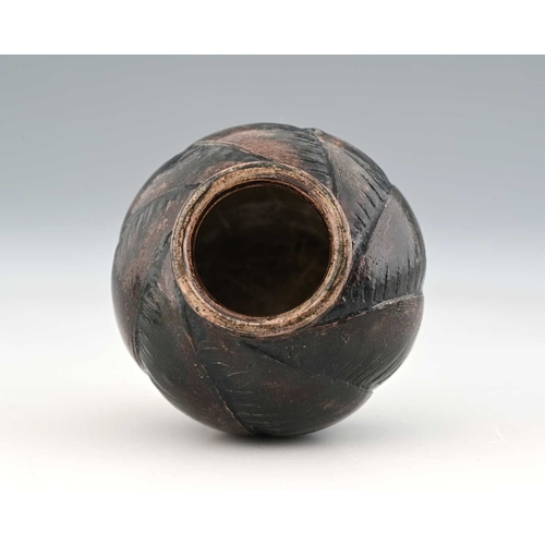 56 - Edwin and Walter Martin for Martin Brothers, a small stoneware gourd vase, circa 1900, lobed spheric... 