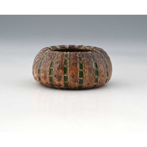 59 - Edwin and Walter Martin for Martin Brothers, a small stoneware gourd bowl or dish, 1906, squat urchi... 