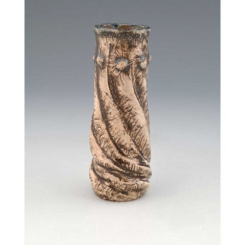 60 - Edwin and Walter Martin for Martin Brothers, an aquatic type gourd vase, circa 1900, cylindrical for... 