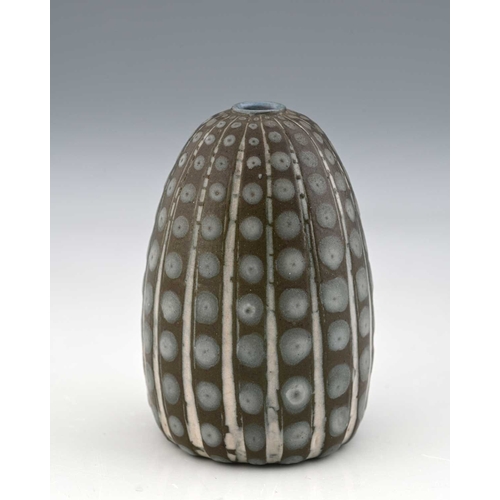 61 - Edwin and Walter Martin for Martin Brothers, a small red basalt stoneware gourd vase, 1906, domed co... 