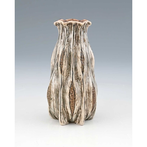 62 - Edwin and Walter Martin for Martin Brothers, a small stoneware gourd vase, 1907, double ogee form, t... 