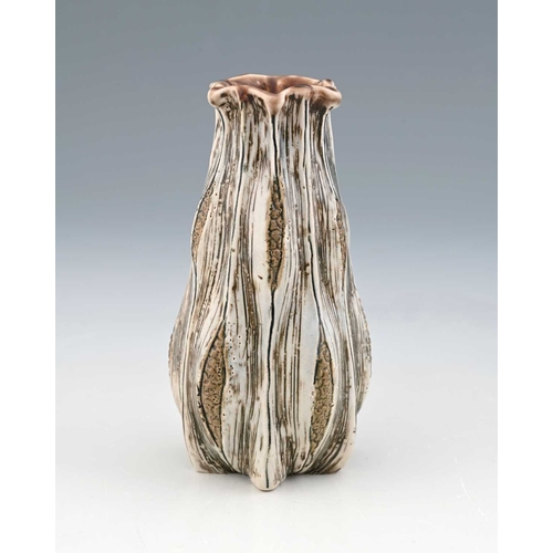 62 - Edwin and Walter Martin for Martin Brothers, a small stoneware gourd vase, 1907, double ogee form, t... 