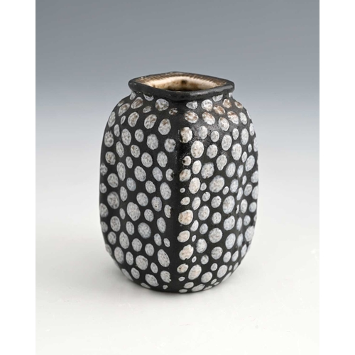 64 - Edwin and Walter Martin for Martin Brothers, a small stoneware gourd vase, 1902, square section shou... 