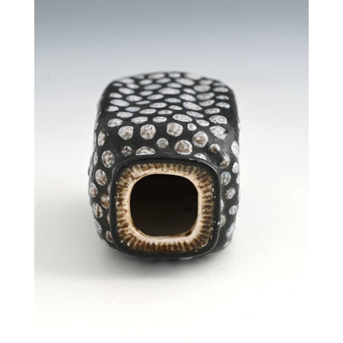 64 - Edwin and Walter Martin for Martin Brothers, a small stoneware gourd vase, 1902, square section shou... 