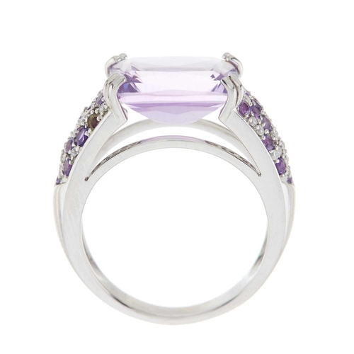 107 - Mauboussin, an 18ct gold amethyst and brilliant-cut diamond Plaisir d'Amour cocktail dress ring, sig... 