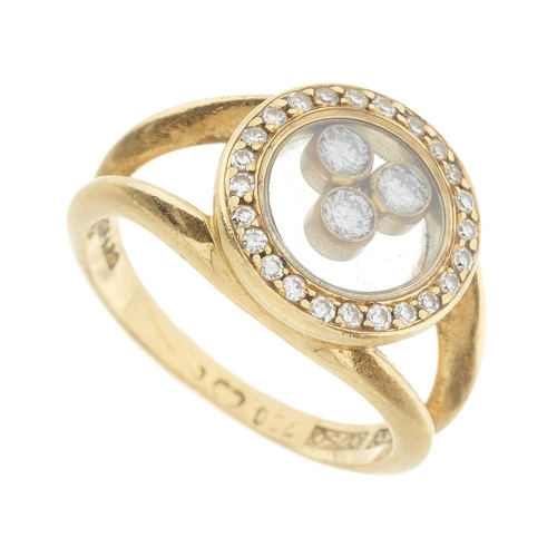 110 - Chopard, a vintage 18ct gold Happy Diamonds dress ring, signed Chopard, estimated total diamond weig... 