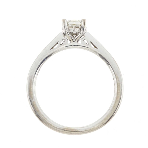 121 - An 18ct gold square-shape diamond single-stone ring, diamond weight 0.30ct, engraved to band, estima... 