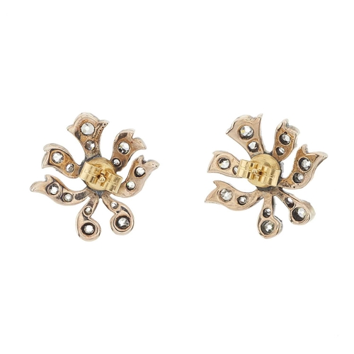 141 - A pair of 19th century diamond cluster stud earrings, estimated total diamond weight 1.70ct, H-J col... 