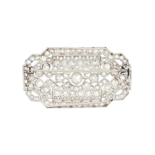 168 - A Belle Epoque old-cut diamond openwork brooch, estimated total diamond weight 13-15ct, principal di... 