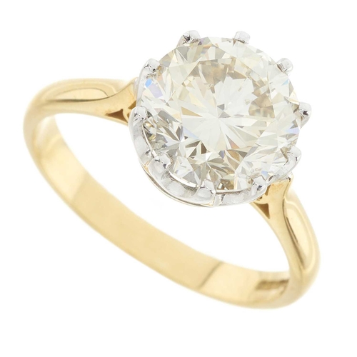 187 - An 18ct gold brilliant-cut diamond single-stone ring, diamond estimated weight 3.10ct, L-M colour, S... 