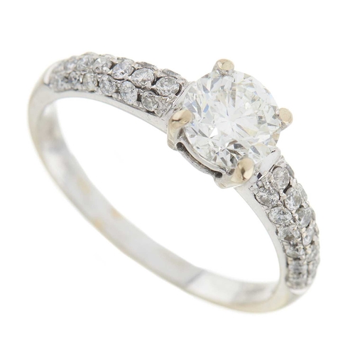 195 - An 18ct gold diamond single-stone ring, with pave-set diamond shoulders, together with a brilliant-c... 