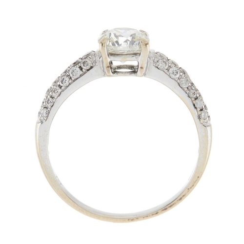 195 - An 18ct gold diamond single-stone ring, with pave-set diamond shoulders, together with a brilliant-c... 