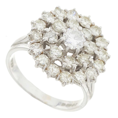 219 - An 18ct gold brilliant-cut diamond cluster dress ring, estimated total diamond weight 3ct, H-J colou... 