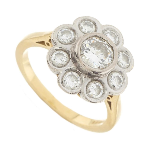 220 - An 18ct gold brilliant-cut diamond floral cluster ring, estimated total diamond weight 1ct, G-H colo... 