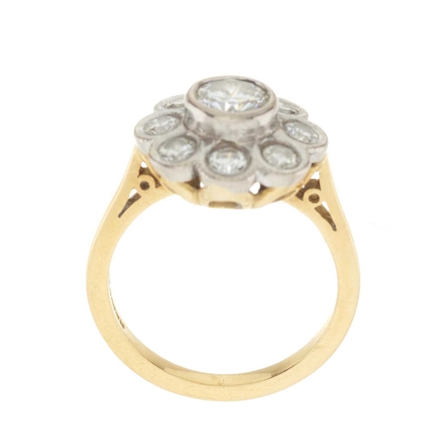 220 - An 18ct gold brilliant-cut diamond floral cluster ring, estimated total diamond weight 1ct, G-H colo... 