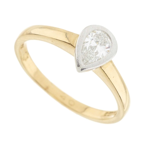 240 - An 18ct gold pear-shape diamond single-stone ring, diamond weight 0.40ct, engraved to band, estimate... 