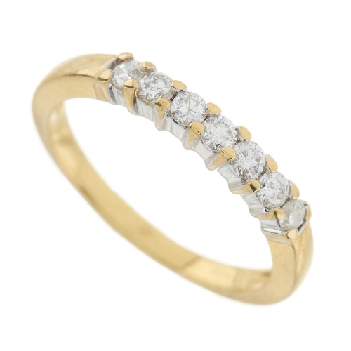 260 - An 18ct gold brilliant-cut diamond seven-stone ring, total diamond weight 0.33ct, engraved to band, ... 