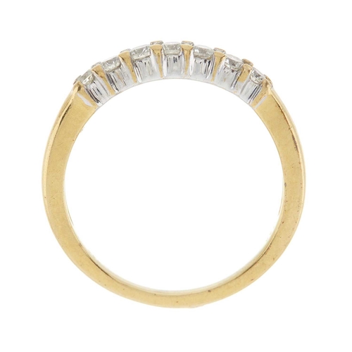 260 - An 18ct gold brilliant-cut diamond seven-stone ring, total diamond weight 0.33ct, engraved to band, ... 