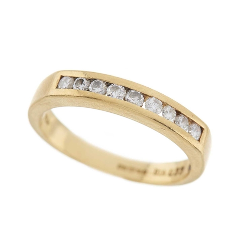 261 - An 18ct gold brilliant-cut diamond half eternity band ring, total diamond weight 0.33ct, stamped to ... 