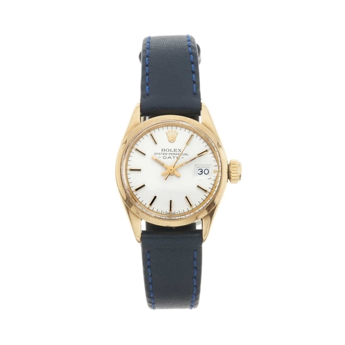 312 - 
Rolex
An Oyster Perpetual Date wrist watch. Circa 1962
Case: Signed. 18ct gold. Swiss convention ma... 