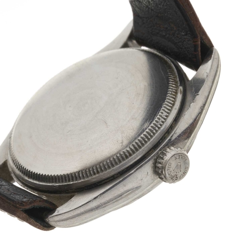 322 - 
Rolex
An Oyster Perpetual 'Semi Bubbleback' wrist watch. Circa 1952
Case: Signed. Stainless steel. ... 