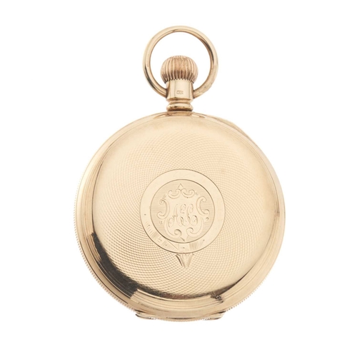 332 - 
American Waltham Watch Co., Waltham
An open face pocket watch
Case: Signed. 9ct gold. Hallmarks for... 