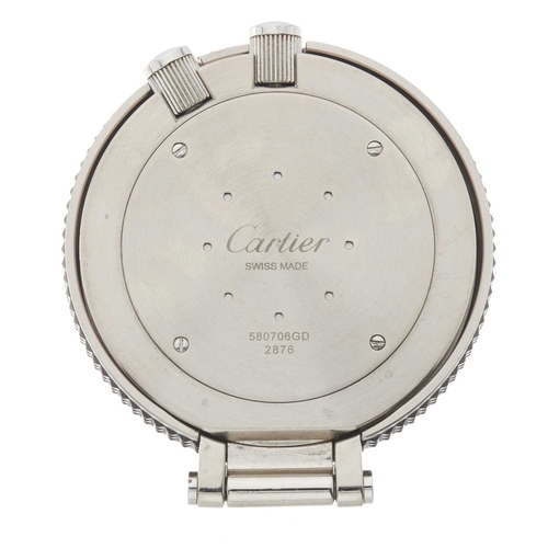 335 - 
Cartier
A Pasha Timer travel clock
Case: Signed. Stainless steel. Reference 2876. Serial 580706GD. ... 