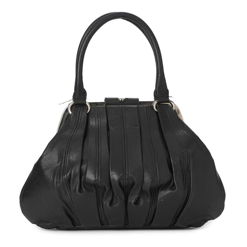 337 - Alexander McQueen, an Elvie handbag, featuring a black leather exterior, with ruched detailing, silv... 