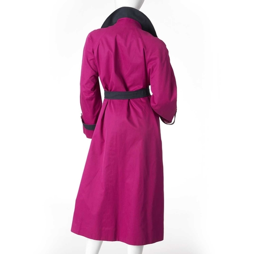 342 - Aquascutum, a ladies reversible Aqua 5 trench coat, designed with pink and navy blue reversible side... 