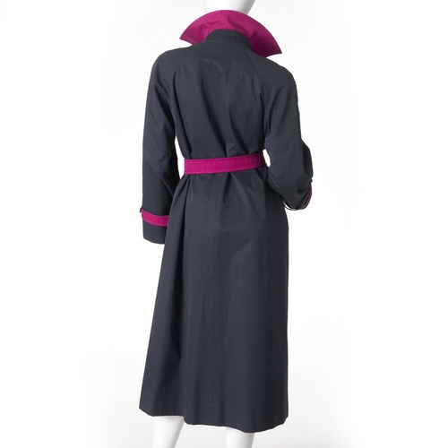 342 - Aquascutum, a ladies reversible Aqua 5 trench coat, designed with pink and navy blue reversible side... 