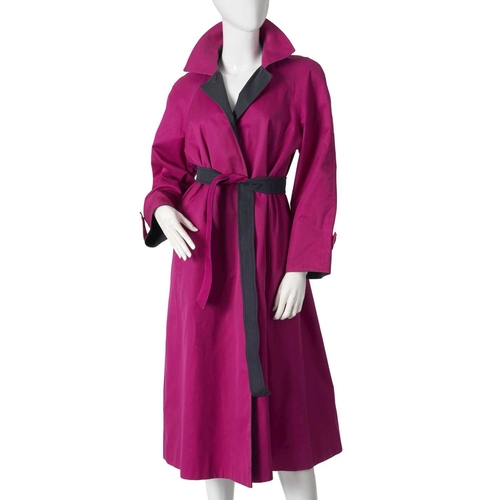 342 - Aquascutum, a ladies reversible Aqua 5 trench coat, designed with pink and navy blue reversible side... 