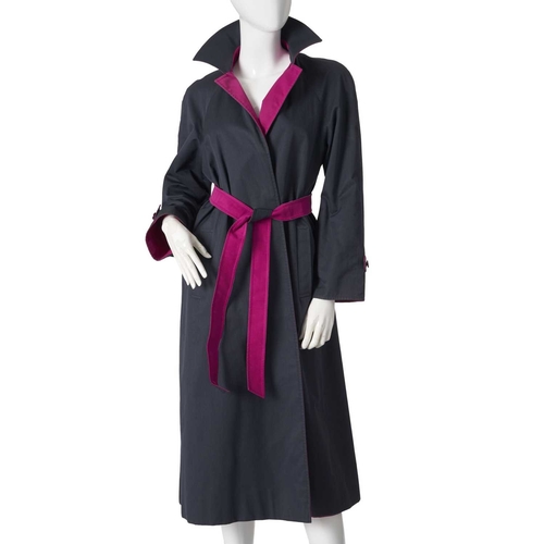 342 - Aquascutum, a ladies reversible Aqua 5 trench coat, designed with pink and navy blue reversible side... 