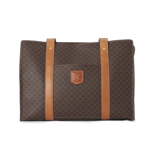 354 - Celine, a vintage Macadam shopping tote, featuring maker's brown monogram coated canvas exterior wit... 